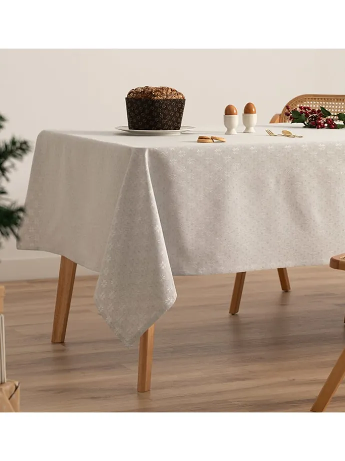 Tischdecke "Merry Christmas" in Hellgrau/ Silber