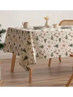 Tischdecke ''Snowpine'' in Beige/ Grün