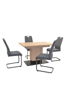 Tischgruppe- 5teilig Benjamin in Stühle grau