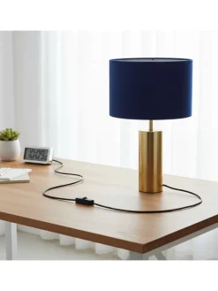 Tischlampe in Dunkelblau/ Gold - (H)51 x Ø 32 cm