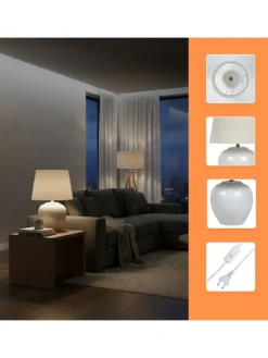 Tischlampe in Weiß/ Creme - (H)45 x Ø 30 cm