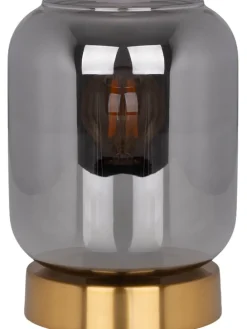 Tischleuchte "Alessio" in Grau/ Gold - (H)17 x Ø 20 cm