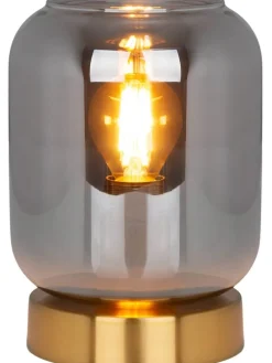 Tischleuchte "Alessio" in Grau/ Gold - (H)17 x Ø 20 cm