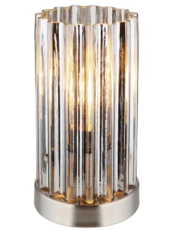 Tischleuchte "Cayden" in Silber - (H)21,5 x Ø 12 cm