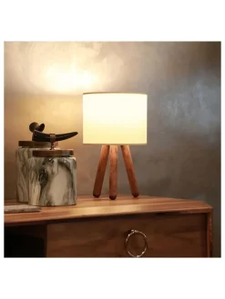 Tischleuchte in Beige/ Natur - (H)32 cm