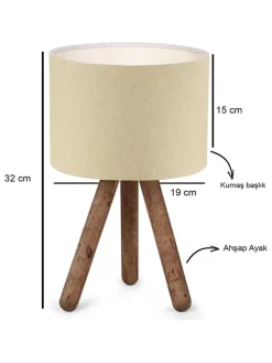 Tischleuchte in Beige/ Natur - (H)32 cm