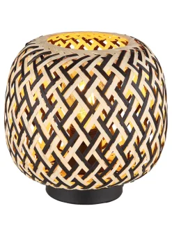 Tischleuchte in Beige/ Schwarz - (H)19,5 x Ø 20 cm