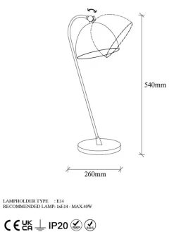 Tischleuchte in Gold - (H)54 x Ø 18 cm