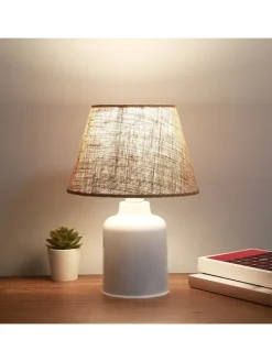 Tischleuchte in Hellbraun/ Weiß - (H)31 x Ø 22 cm