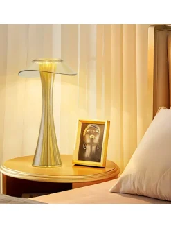 Tischleuchte LED in gold USB Wiederaufladbar Touch Dimmbar
