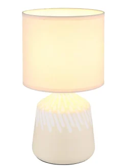 Tischleuchte "Rela" in Creme - (H)31,5 x Ø 17,5 cm