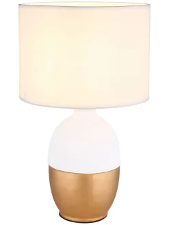 Tischleuchte "Valentino" in Gold/ Creme - (H)29,5 x Ø 25 cm