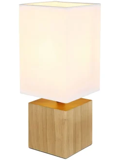 Tischleuchte "Valentino" in Hellbraun/ Creme - (H)30 x (T)12 cm