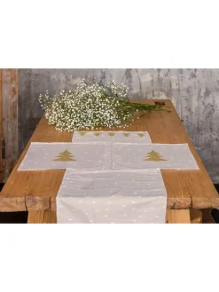 Tischläufer "Gold tree" in Beige/ Gold - (L)140 x (B)40 cm