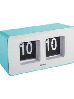 Tischuhr "Funky Flip" in Türkis - (B)18 x (H)9 x (T)7 cm