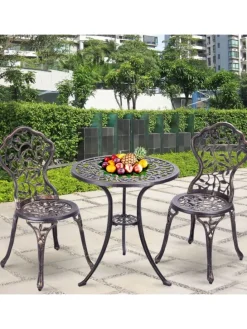 3tlg. Antik Bistroset in Bronze