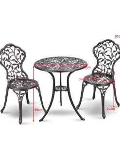 3tlg. Antik Bistroset in Bronze