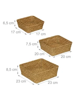 3-tlg. Aufbewahrungskorb Set in Natur