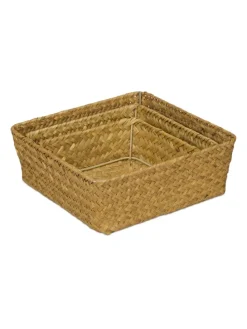 3-tlg. Aufbewahrungskorb Set in Natur