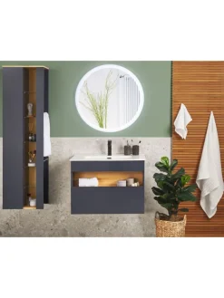 4-tlg Badezimmerschrank FIGUERES in Grau/Braun