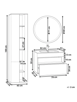 4-tlg Badezimmerschrank FIGUERES in Grau/Braun
