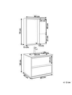 3-tlg Badezimmerschrank TERUEL in Grau/Braun