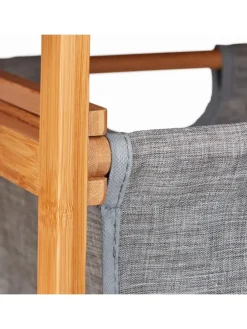 2tlg. Badregal Wäschekorb Set in Natur/Grau - (B)80 x (H)80,5 x (T)33,5 cm