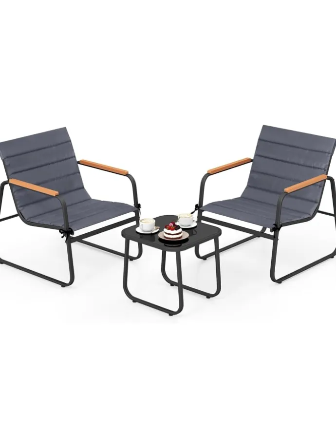 3-tlg. Balkonmöbel Set in Grau