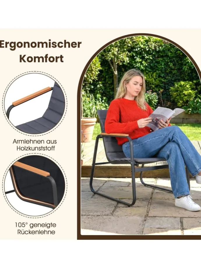 3-tlg. Balkonmöbel Set in Grau