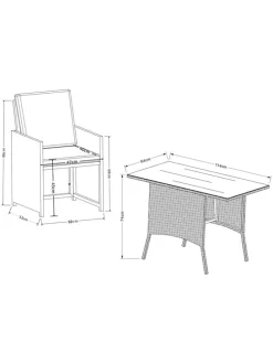 3-tlg Balkonset Gartenmöbel Set Rattan Raloso in Braun