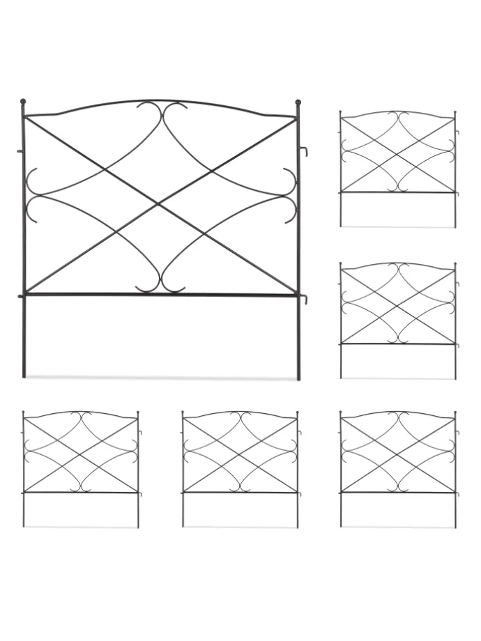 6-tlg. Beetzaun in Schwarz