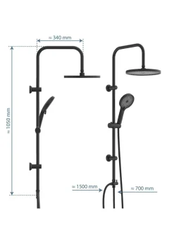 6tlg. Überkopfbrause-Set ''Valencia'' in Schwarz