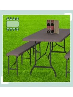 3-tlg. Bierzeltgarnitur in Braun