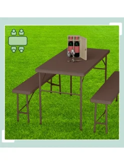 3-tlg. Bierzeltgarnitur in Braun