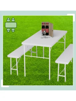 3-tlg. Bierzeltgarnitur in Weiß