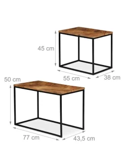 2tlg. Couchtisch Set in Natur/Schwarz