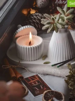 3tlg. Deko- & Duftkerzen-Set in Weiß