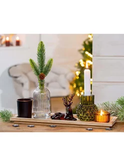 7tlg. Deko-Set "Hirsch" in Anthrazit/ Braun/ Grün - (B)36 x (H)27 x (T)12,5 cm