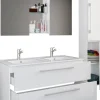 4-tlg. Doppel Waschplatz Zwei Waschtisch Budasi SC in Weiß