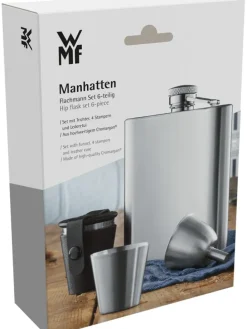 6tlg. Edelstahl-Flachmann-Set "Manhattan"