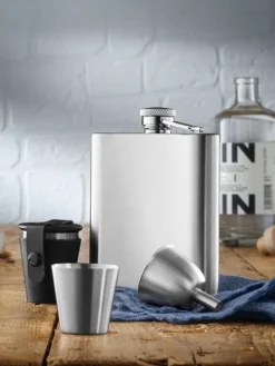 6tlg. Edelstahl-Flachmann-Set 