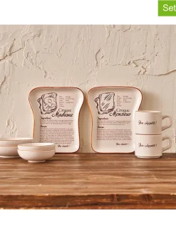 8tlg. Frühstücksservice in Creme/ Braun