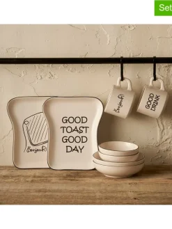 8tlg. Frühstücksservice "Toast" in Weiß/ Schwarz