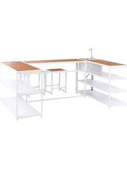 6-tlg Gartenküche AVETRANA in Weiß/Braun