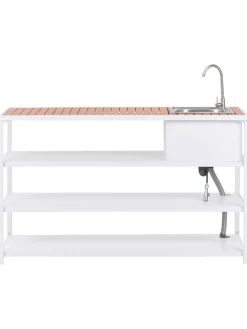 6-tlg Gartenküche AVETRANA in Weiß/Braun