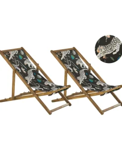 4-tlg Gartenliege ANZIO in Schwarz/Blau/Grün