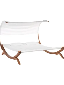 3-tlg Gartenliege TERAMO in Weiß/Braun