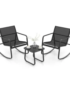 3tlg. Gartenmöbel Set in Schwarz