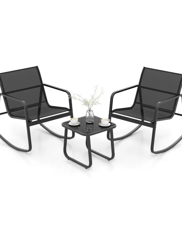 3tlg. Gartenmöbel Set in Schwarz
