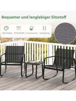3tlg. Gartenmöbel Set in Schwarz